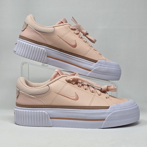 Nike Court Legacy Lift Platform Women Sz 9.5 Washed Coral Apricot FV5526-600 New - Picture 2 of 10